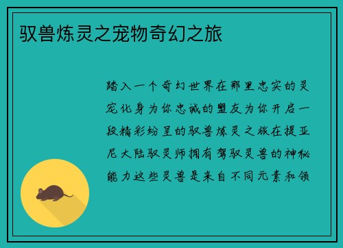 驭兽炼灵之宠物奇幻之旅